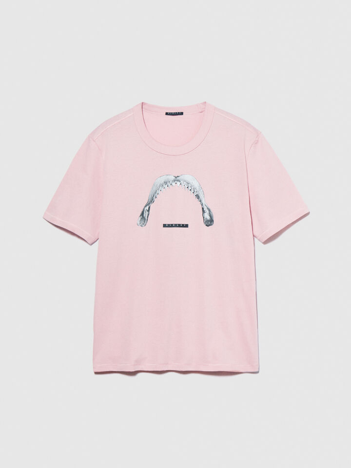 Relaxed fit t-shirt with print - men's short sleeve t-shirts - Pastel Pink | Sisley image number 6